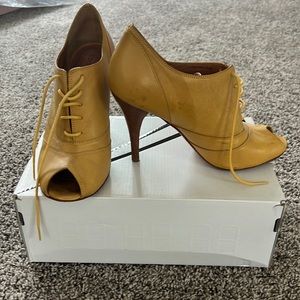 Mustard Yellow peep toe heels